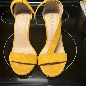 Mustard Yellow Open Toed Heels